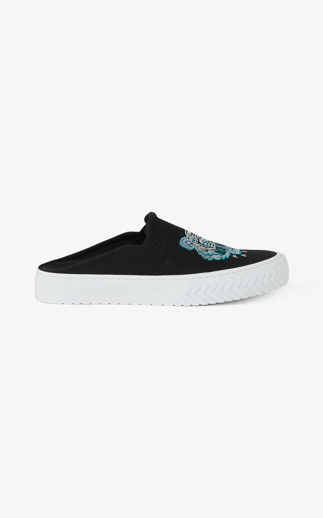 Baskets Kenzo Toile K Skate Tiger mule Homme Noir | SRAZ-21469